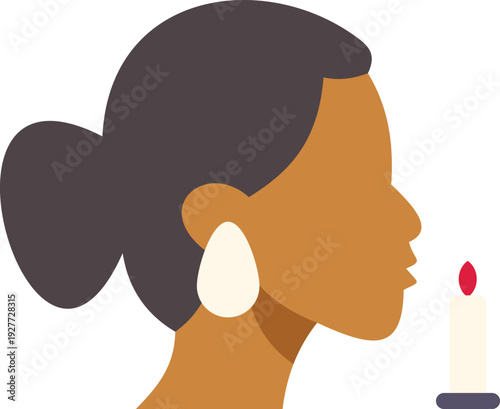 Woman profile meditating by a burning candle representing hope and spirituality