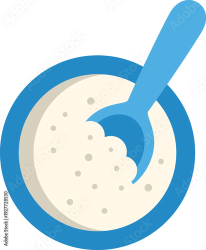 Bowl of baby food with a blue spoon, illustrating infant nutrition