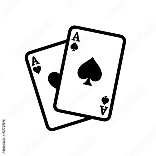 Two black spade aces playing cards on a white background, graphic design