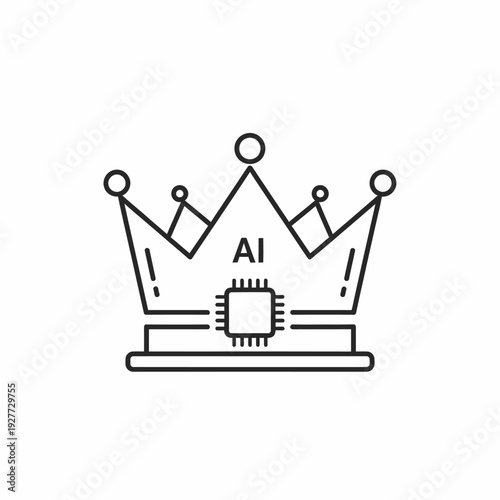 AI crown icon symbolizing artificial intelligence as royalty or supreme leadership in technology and innovation