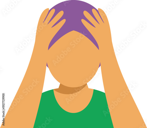 Person feeling strong pain, pressing hands to head, suffering from migraine