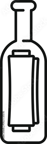 Bottle containing a rolled up paper message, symbolizing communication and help