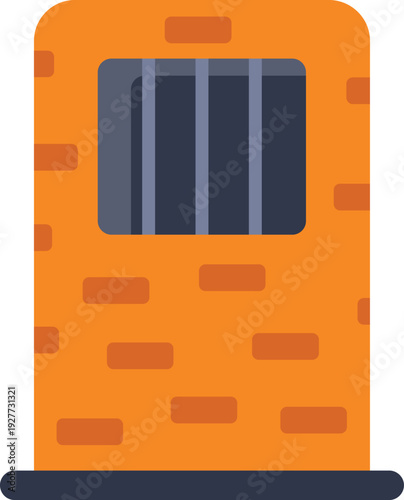 Brick wall with dark window and metal bars representing incarceration