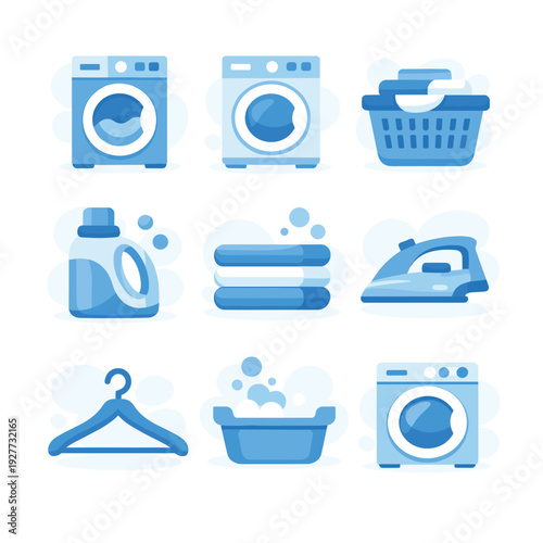 Home laundry icons collection for cleaning