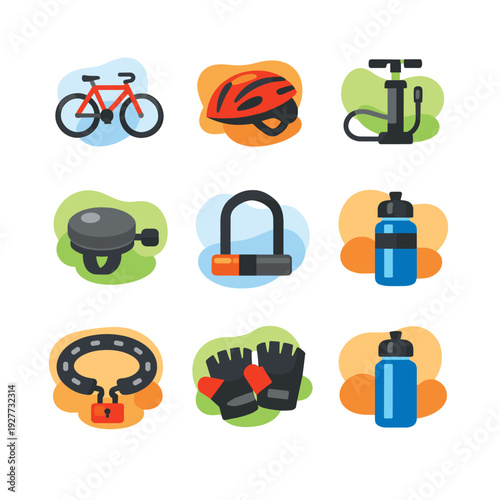 Cycling gear icons collection for bike lovers