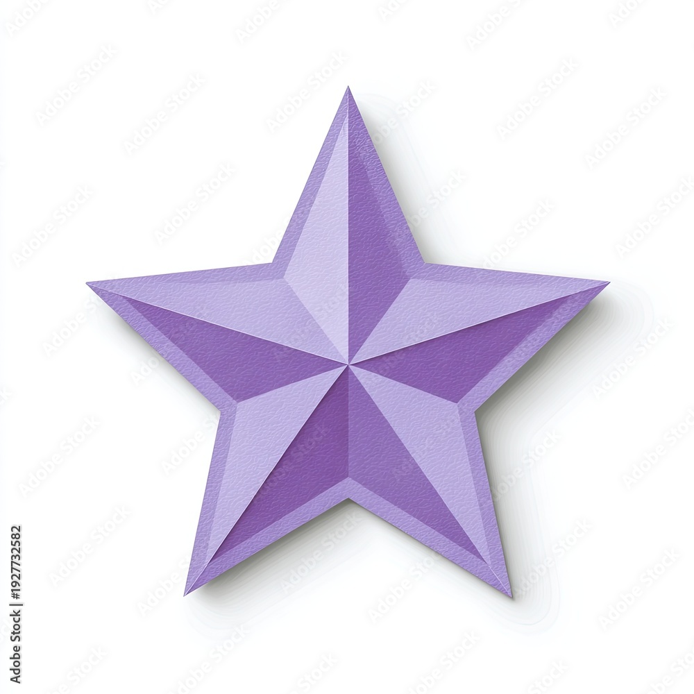 Obraz premium A purple, paper-like star cutout on white background with slight shadows