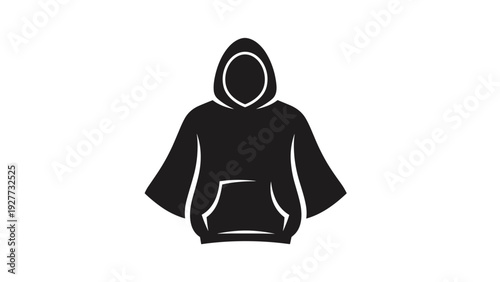 Black Hoodie Sweatshirt with Pockets Illustration.