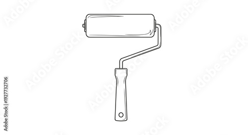 Paint Roller with Handle Illustration.