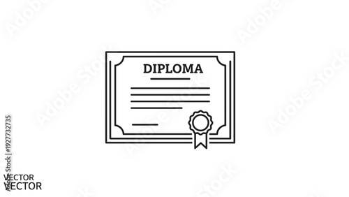 Simple Black and White Diploma Illustration.