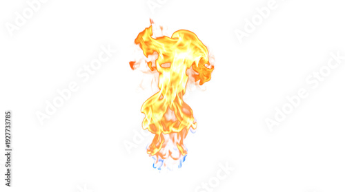 Fiery flame element isolated on transparent background, vibrant fire effect for dynamic graphic design and visual effects