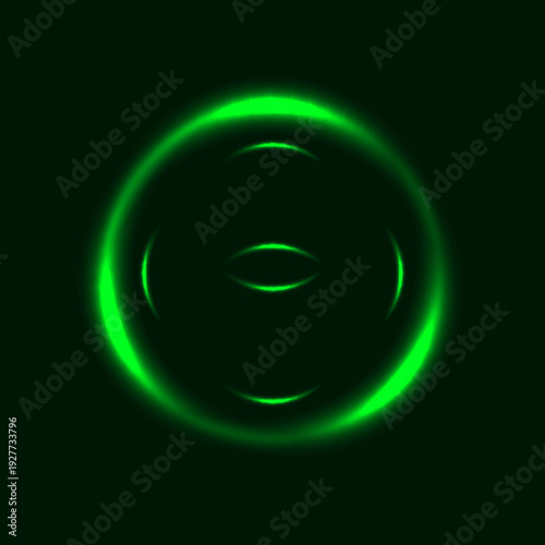A mesmerizing green circular pattern with a glowing center and concentric rings
