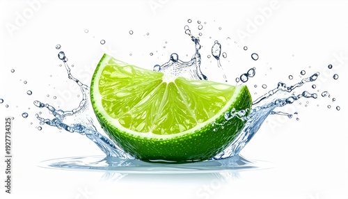 Gemini บอกว่า

A fresh green lime slice falls into clear water with a healthy citrus splash and liquid bubbles isolated on a white background