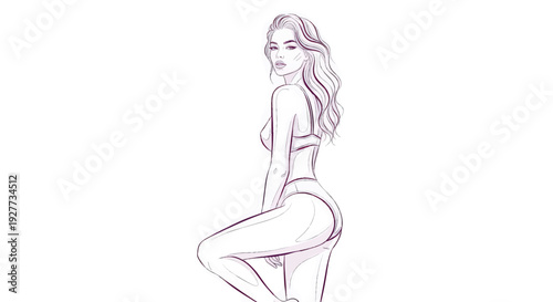 A beautiful woman with long hair in a sensual pose