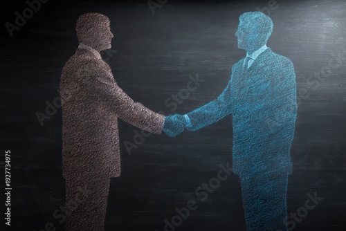 Business partnership agreement chalk drawing concept