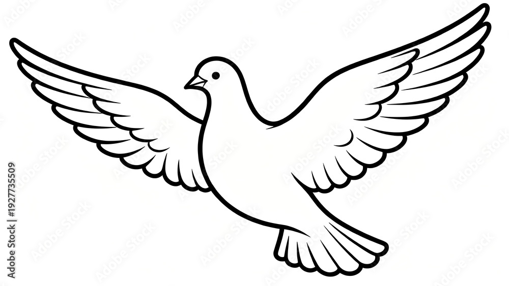 Fototapeta premium Flying Dove Line Art Illustration