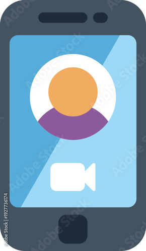 Smartphone showing a video chat interface with a user profile and camera icon