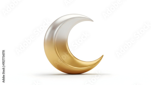 Elegant golden crescent moon charm on a reflective surface