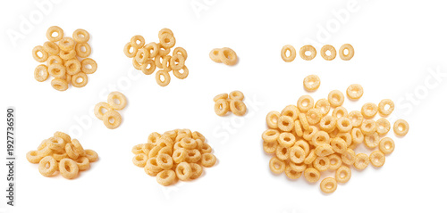 Photos Cereal Rings Isolated, Breakfast Rice Loops, Corn Cereals Snack