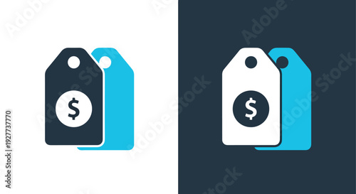 Dollar price tags flat design vector illustrationBlue icon set - Modern style icon - Vector icon set - Glyph and solid icon set - Icon vector - Flat Design Icon - line icon set