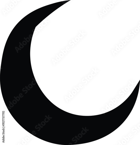 Silhouette of crescent moon, as a symbol in various contexts.