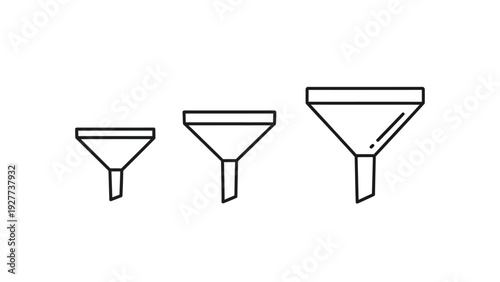 A simple funnel icon set in different sizes and outline styles