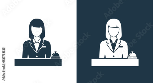 Receptionist icons flat design vector illustrationBlue icon set - Modern style icon - Vector icon set - Glyph and solid icon set - Icon vector - Flat Design Icon - line icon set