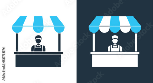 Cafe waiter serving vector flat design illustrationBlue icon set - Modern style icon - Vector icon set - Glyph and solid icon set - Icon vector - Flat Design Icon - line icon set