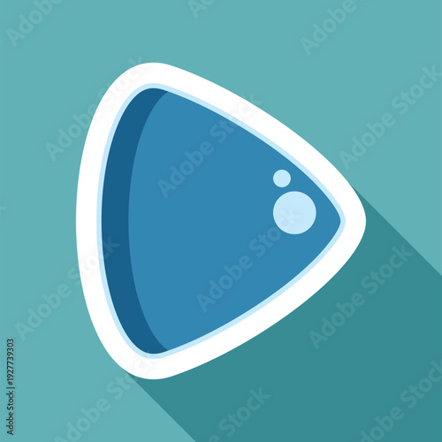 Blue play button symbol with a long shadow indicating multimedia content