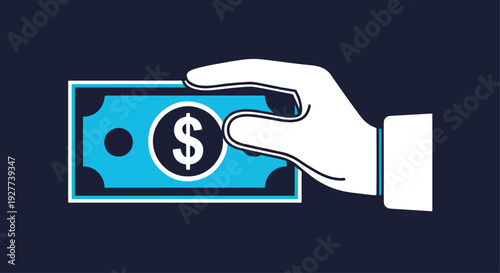 Money hand deposit flat design vector illustrationBlue icon set - Modern style icon - Vector icon set - Glyph and solid icon set - Icon vector - Flat Design Icon - line icon set