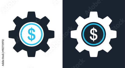 Money gear icon set flat design vector illustrationBlue icon set - Modern style icon - Vector icon set - Glyph and solid icon set - Icon vector - Flat Design Icon - line icon set