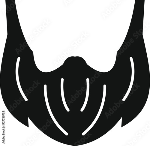 Black silhouette beard icon on a white background, symbolizing male grooming
