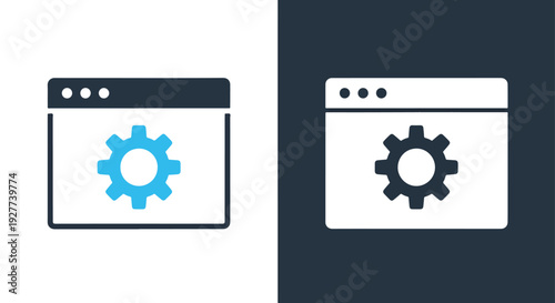 Gear settings icon set flat design vector illustrationBlue icon set - Modern style icon - Vector icon set - Glyph and solid icon set - Icon vector - Flat Design Icon - line icon set