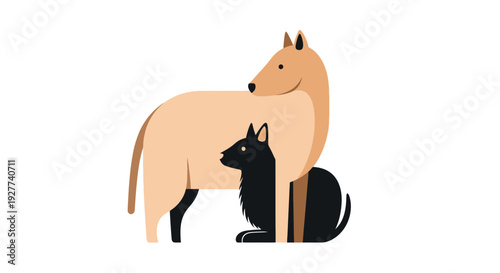 Simple illustration of a dog and a cat together.