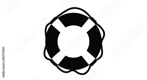 Simple black and white illustration of a circular life preserver ring