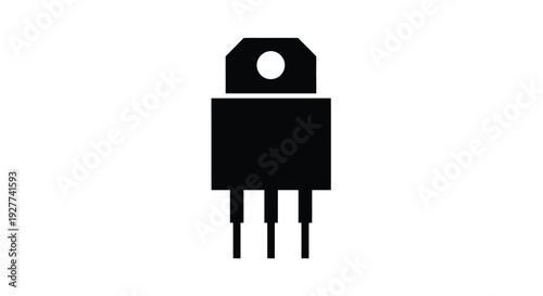 Simple black silhouette of a transistor electronic component icon