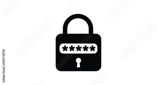 Simple black padlock icon with a keyhole and obscured password