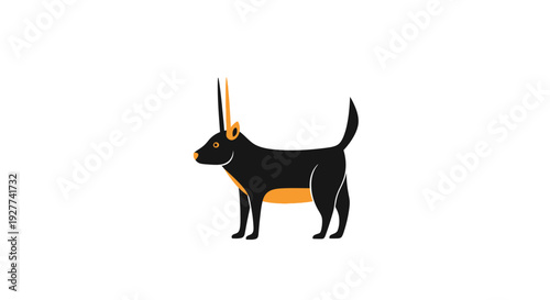 Anubis Egyptian god minimalist silhouette illustration.