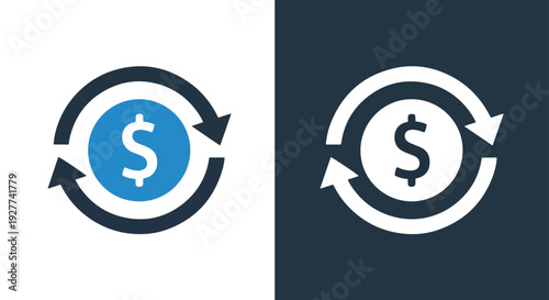 Money cycle arrows icon set flat design vector illustrationBlue icon set - Modern style icon - Vector icon set - Glyph and solid icon set - Icon vector - Flat Design Icon - line icon set
