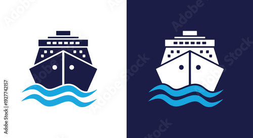 Cruise ship icons set flat design vector illustrationBlue icon set - Modern style icon - Vector icon set - Glyph and solid icon set - Icon vector - Flat Design Icon - line icon set
