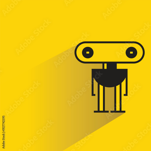 droid and humanoid robot with shadow on yellow background