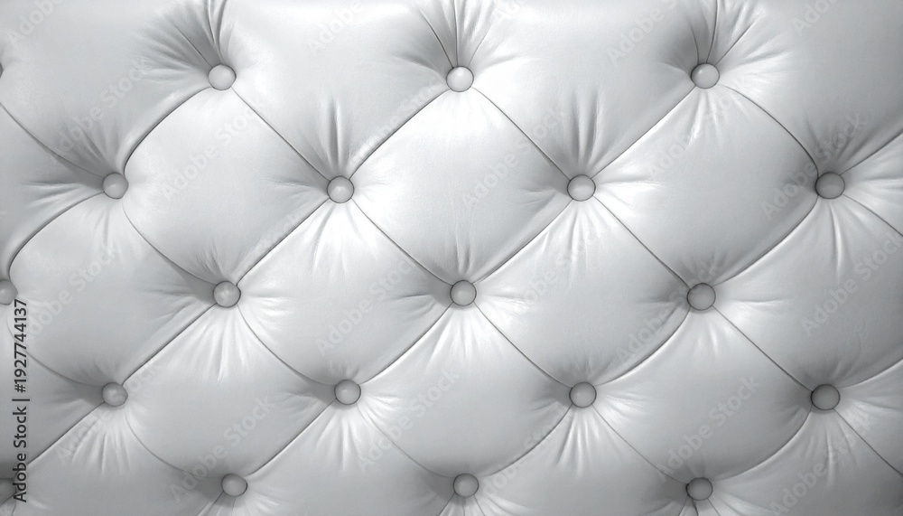 Obraz premium Elegant White Leather Tufted Background for Luxury Design and Modern Interior Decoration Applications.
