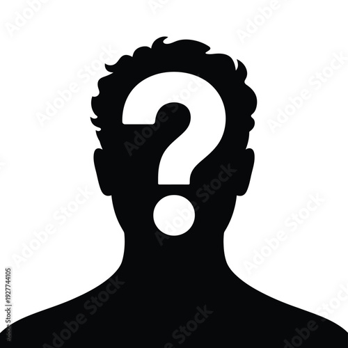 Silhouette of a head with a question mark replacing the face