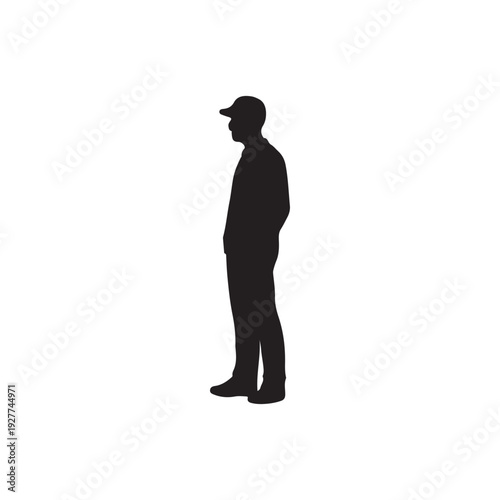 Side view man standing casual silhouette vector icon