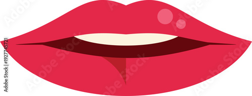 Red lips icon showing cosmetic makeup on illustration
