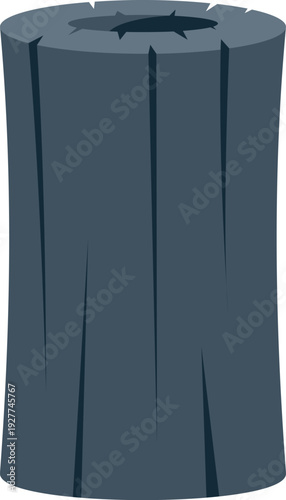 Hollowed tree trunk log standing upright, showing natural wood texture