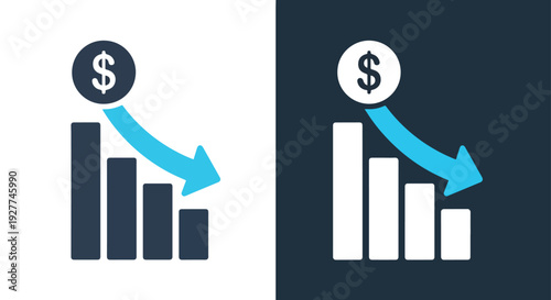 Business growth chart rising money vector illustrationBlue icon set - Modern style icon - Vector icon set - Glyph and solid icon set - Icon vector - Flat Design Icon - line icon set