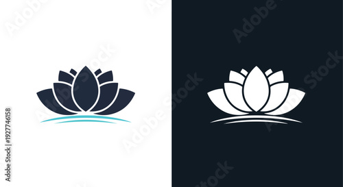 Lotus flower icon set flat design vector illustrationBlue icon set - Modern style icon - Vector icon set - Glyph and solid icon set - Icon vector - Flat Design Icon - line icon set