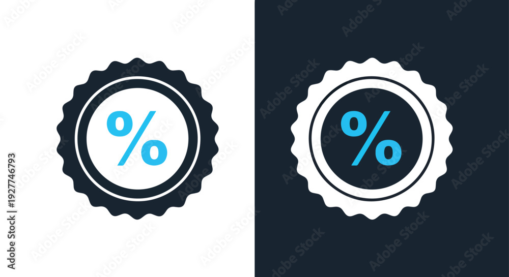 Obraz premium Percentage icon set flat design vector illustrationBlue icon set - Modern style icon - Vector icon set - Glyph and solid icon set - Icon vector - Flat Design Icon - line icon set