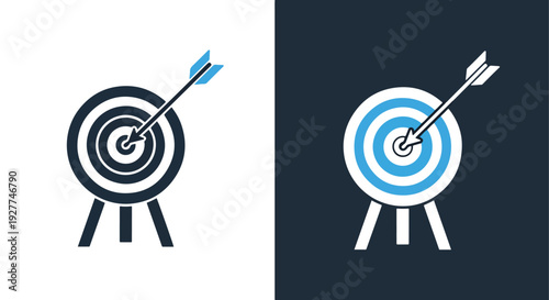 Target arrows bullseye flat design vector illustrationBlue icon set - Modern style icon - Vector icon set - Glyph and solid icon set - Icon vector - Flat Design Icon - line icon set