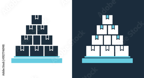 3D block stack game icons flat design vector illustrationBlue icon set - Modern style icon - Vector icon set - Glyph and solid icon set - Icon vector - Flat Design Icon - line icon set